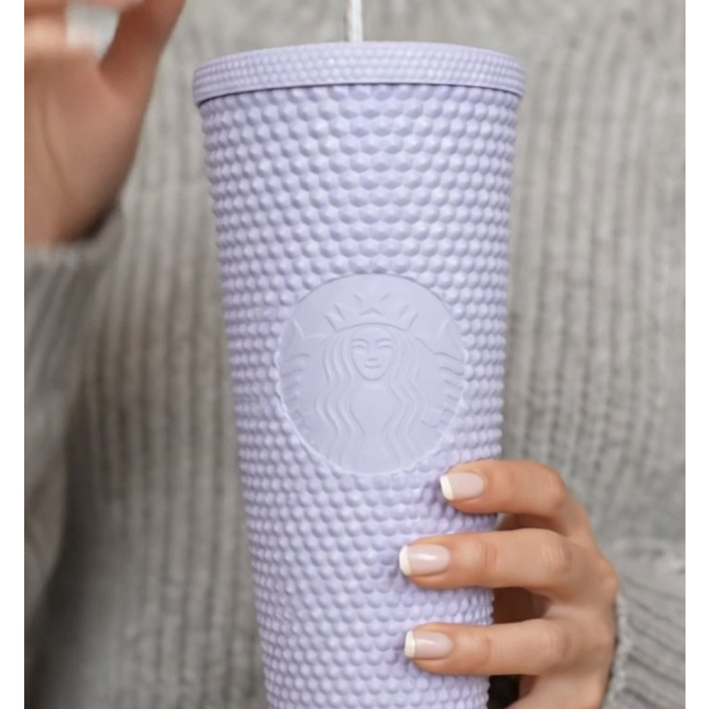 Starbucks Matte White Studded Tumbler Venti 24oz Cold Cup Bling Textured Logo